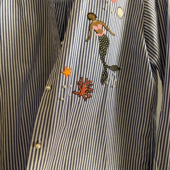 Zara basic striped button down mermaid design - Picture 2 of 4